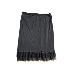 Vintage Women's Carter's Skirt Slip Brown  Lace Ruffle  Large Nylon